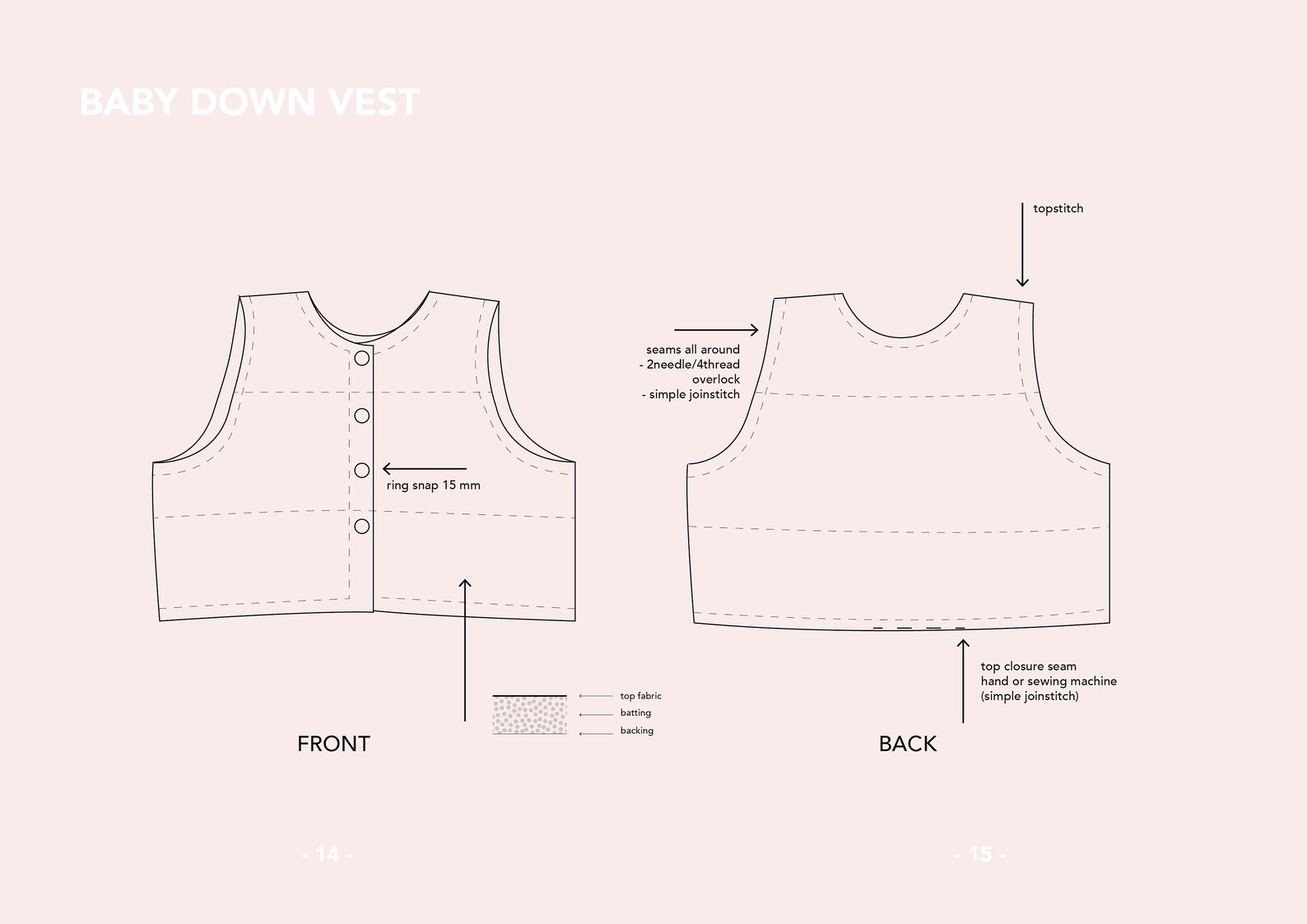 Baby Down Vest Baby Pattern PDF Pattern & Sewing Etsy