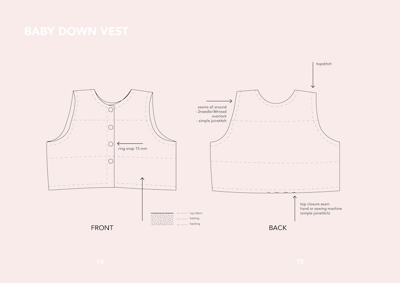 Baby Down Vest Baby Pattern PDF Pattern & Sewing Etsy Canada