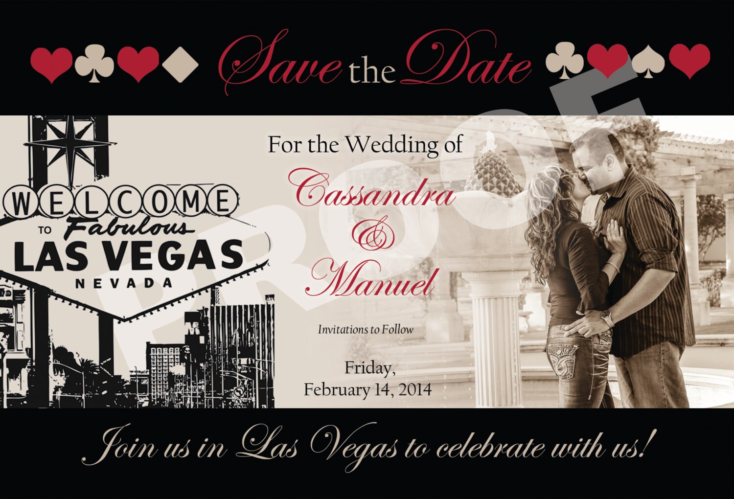 Las Vegas Themed Wedding Save the Date With Photo Etsy