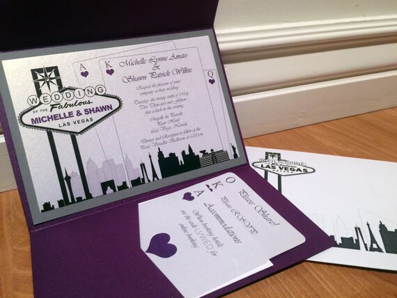 Elegant Las Vegas Themed Wedding Invitation Custom Colors Etsy