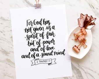 2 Timothy 1:7 Instant Download Print