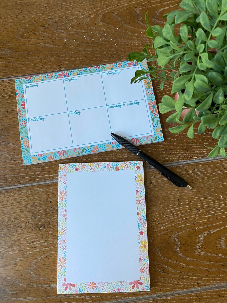 Weekly Planning Notepad, Calendar Notepad, Floral Weekly Notepad Etsy