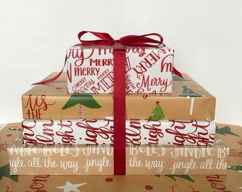 Handlettered Christmas Gift Wrap
