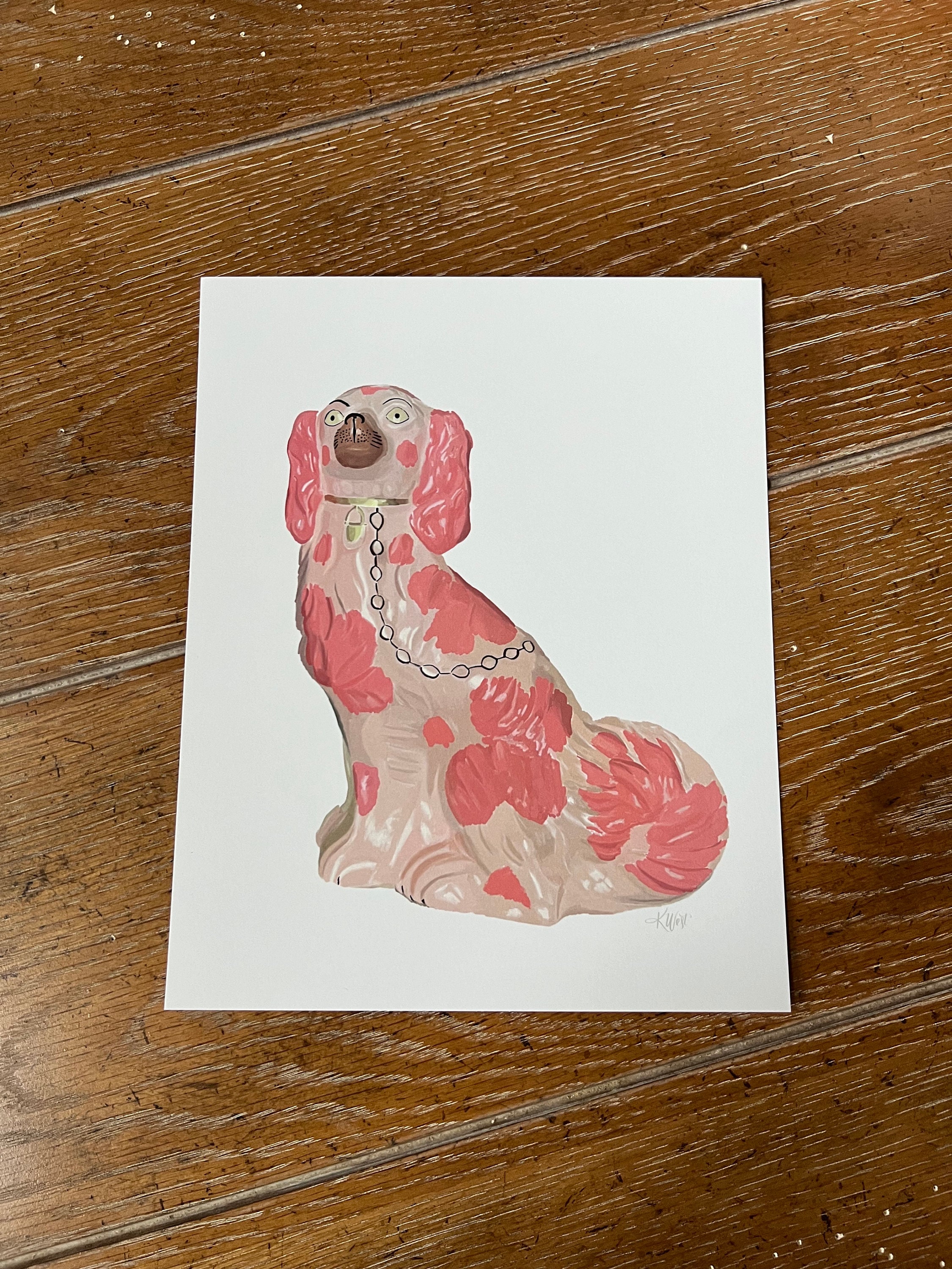 PINK & BLUE STAFFORDSHIRE DOGS SET OF 2 -TOBACCO LEAF PATTERN main image 0