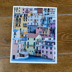 Cinque Terre Art Print, Colorful Houses of Italy Wall Art, Cinque Terre Italy Illustration
