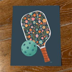 Pickleball with Paddle Art Print, Pickleball Wall Art, Sports Wall Art