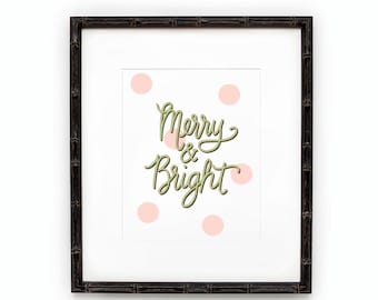 Hand Lettered Merry and Bright Print