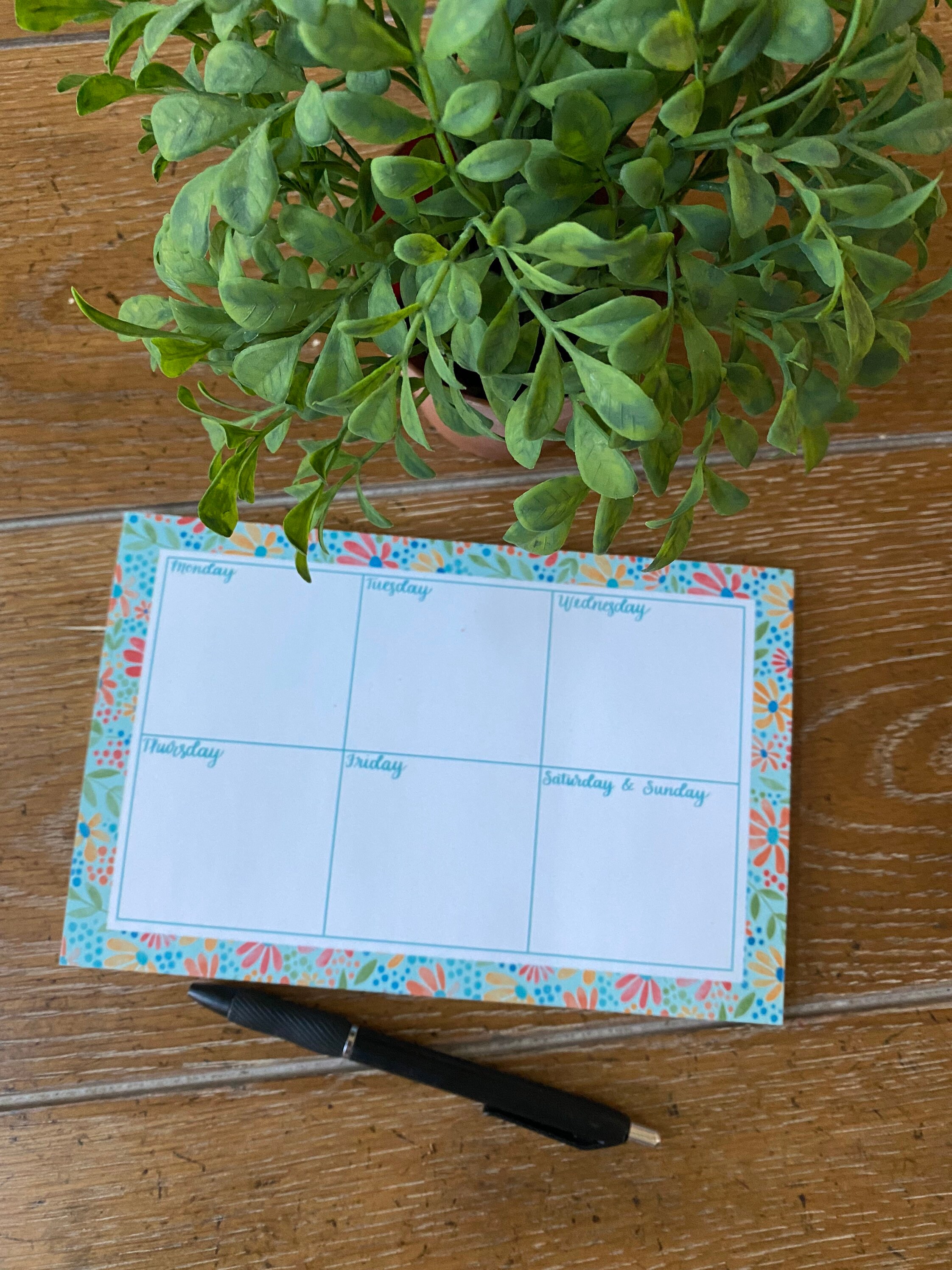 Weekly Planning Notepad, Calendar Notepad, Floral Weekly Notepad Etsy