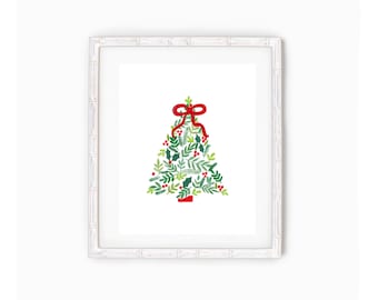 Christmas Tree Art Print, Holiday Wall Decor