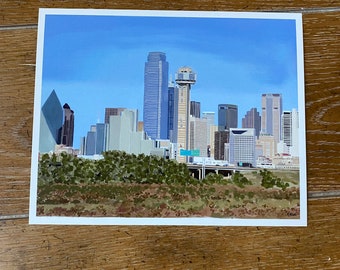 Dallas skyline illustration, city of Dallas artwork, Illustration of the city of Dallas