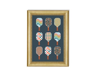 Pickleball Paddle Art Print, Colorful Sports Wall Decor