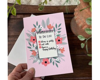 Birthday Card, Happy Birthday Greeting Card, To Do List Birthday Card