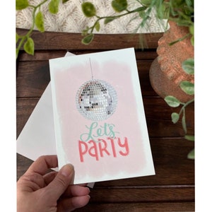 Let's Party carte de voeux, carte de fête, carte de voeux boule disco