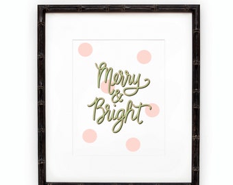 Hand Lettered Print Merry and Bright digital Download