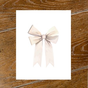 Bow Art Print, Illustrated Ecru Bow, Nursery Artwork, Nursery Decor
