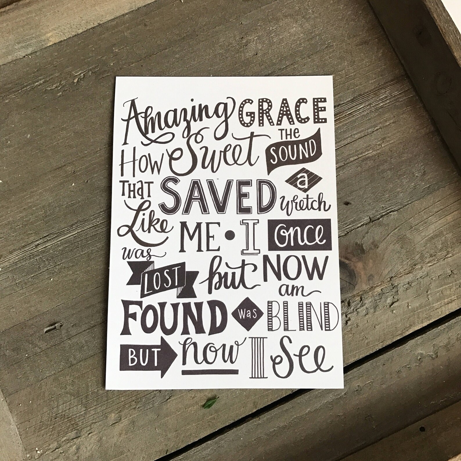 Amazing Grace Print, Amazing Grace Wall Art, Hand Lettered Amazing