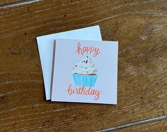 Flat Happy Birthday Gift Enclosure Cards, 3x3 flat Card, set of 5