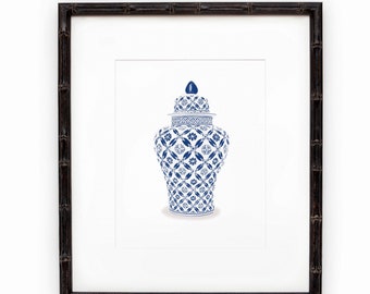 Blue and White Ginger Jar Print #1, Blue and White Wall Art, Blue and White Porcelain Wall Art