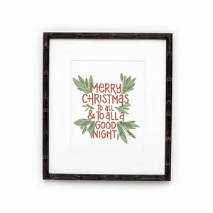 Hand lettered Christmas print, Merry Christmas art print, Christmas wall art