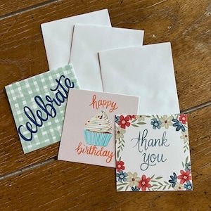 Platte cadeaukaarten, 3 x 3 platte kaarten, set van 5 inch