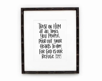 Hand Lettered Print - Trust in Him