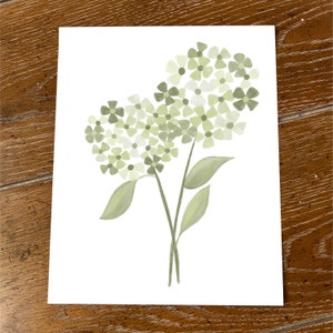 Hydrangea stems Green, Hydrangea Wall Art, Hydrangea Art Print