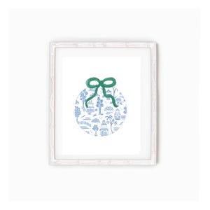 Christmas Ornament Art Print, Chinoiserie Ornament Wall Art