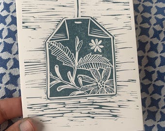 Letterpress Herbal Tea Zine: Linocut Self-Care Mini Book