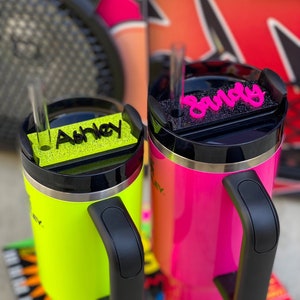 NEON Stanley Tumbler Name Plate, Lid Topper Tag, Stanley Neon Cup Accessories, for the FLOWSTATE QUENCHER H2.0 only 64oz 40oz 30oz 20oz