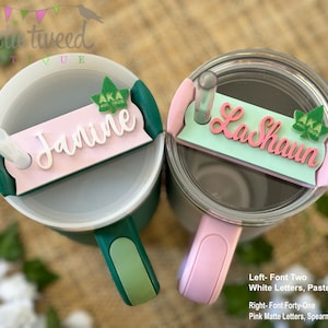 AKA Ivy Leaf Tumbler Name Tag for Stanley Cups, Custom Tumbler Name Plate, Cup Accessories, fits the Stanley FLOWSTATE QUENCHER H2.0 only