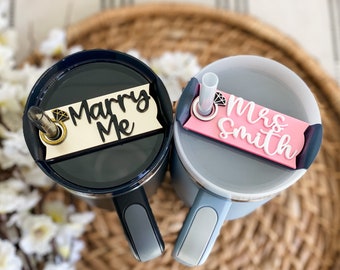 RING Tumbler Tag, Stanley Name Tag, Tumbler Name Tag, Custom Name Plate, *fits The FlowstateQuencherH2.0 Tumblers*, Engagement, Bride, Wife