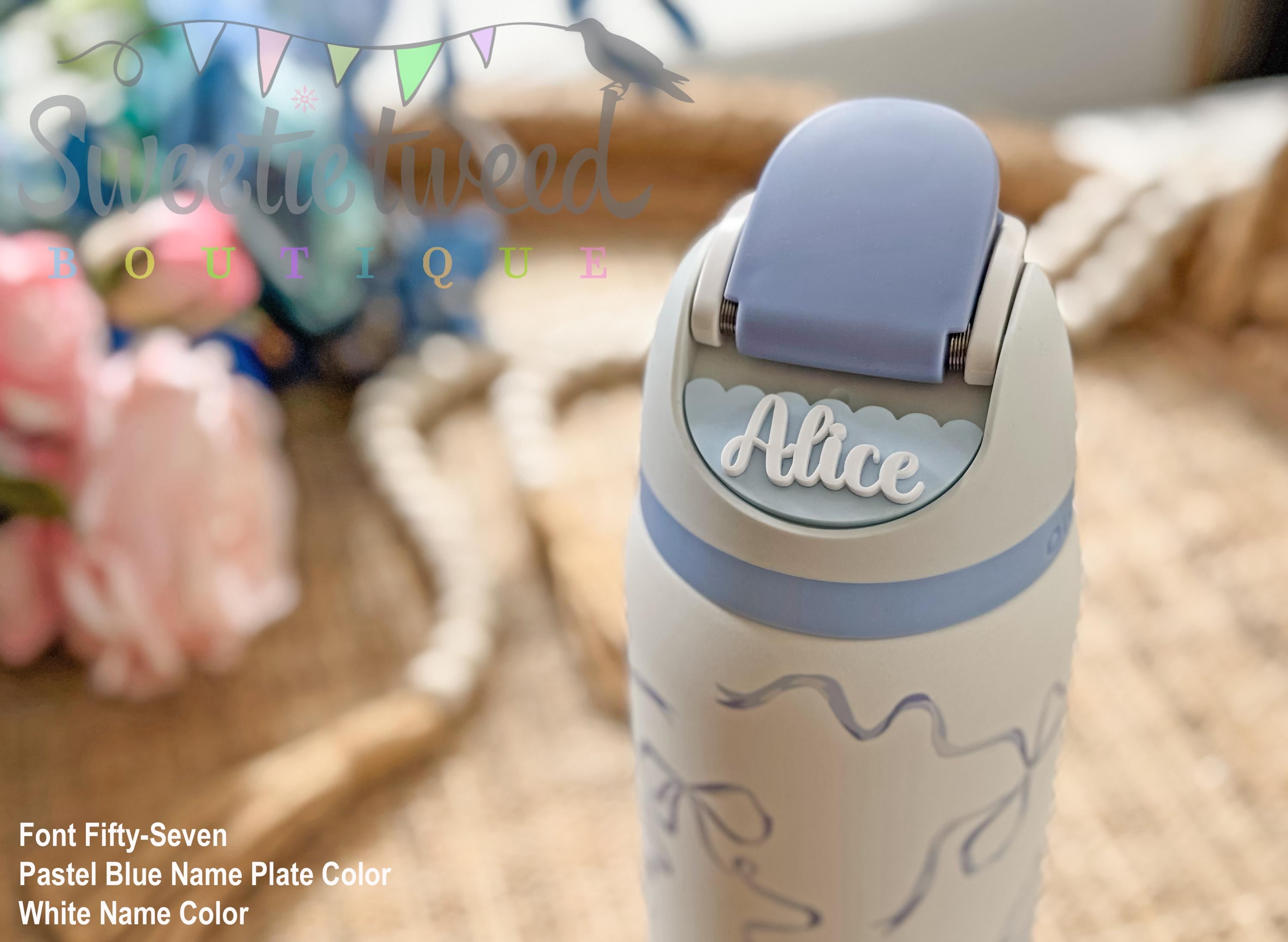 OWALA Scallop Lace Edge FREESIP Name Plate, Water Bottle Tag, Tumbler Name, Custom Cup Accessories, Adhesive Lid Topper, 40oz 32oz 24oz 16oz