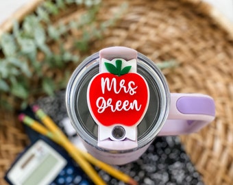 TEACHER'S APPLE 30oz Stanley Name Tag, Teacher Name Tag, Custom Tumbler Name Plate, *fits The FlowstateQuencherH2.0 Tumbler, School Tumbler