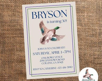 Editable Waterfowl Birthday Invitation | Customizable Template Mallard Duck Party Download