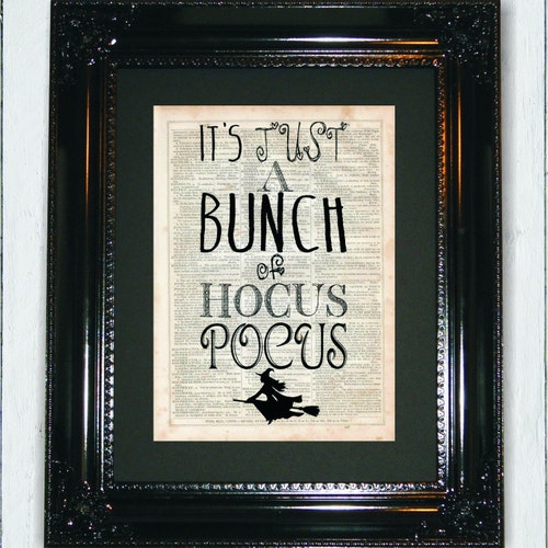 Hocus Pocus Quote, Dictionary Art Print, Vintage Dictionary, Silhouette, halloween decor, Wall Decor, Wall Hanging, Art Prints, Cameo