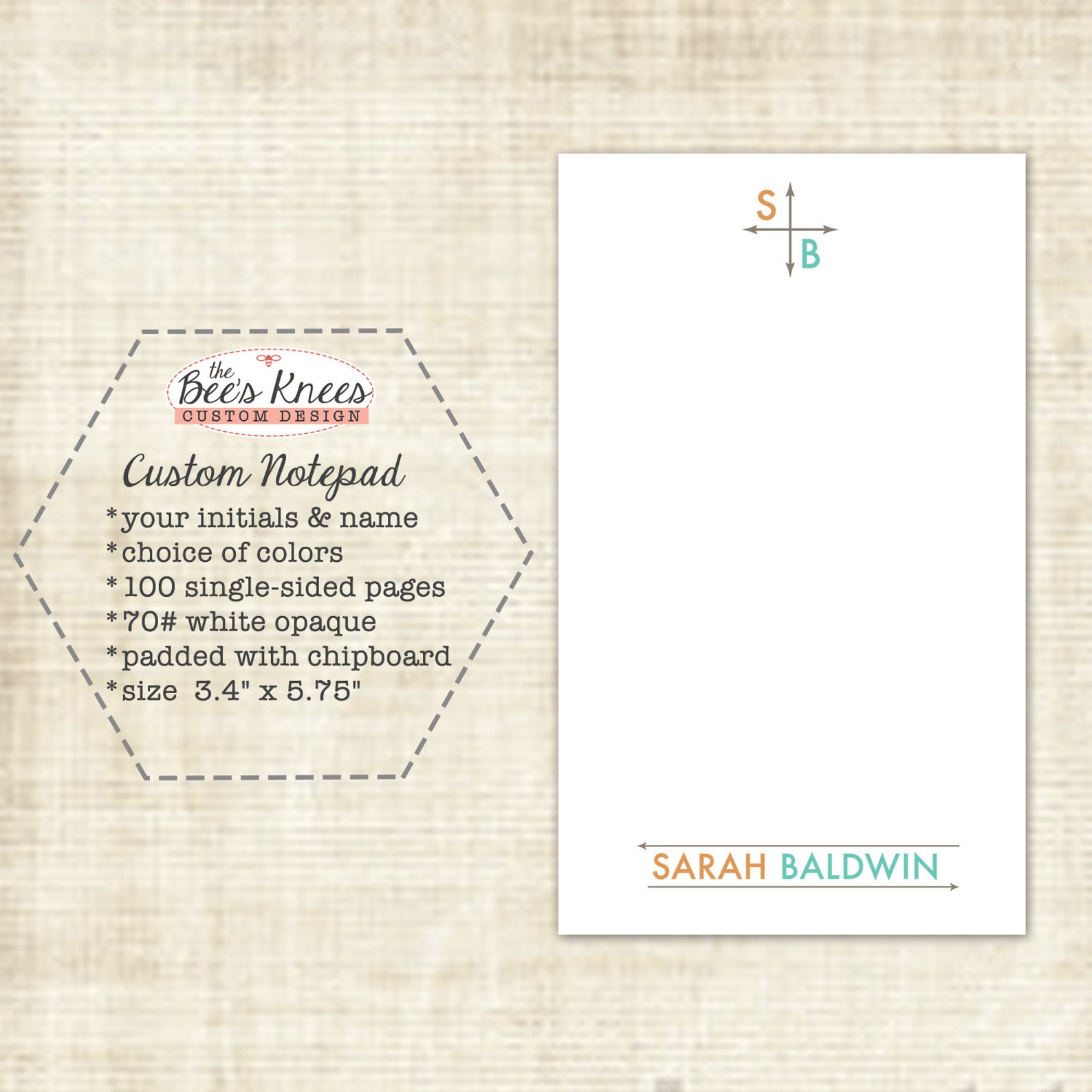 Custom Notepad Arrow Design Etsy