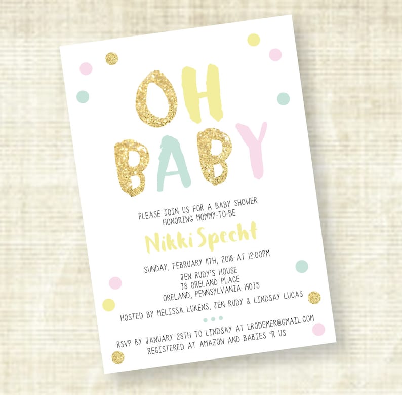 Gender Neutral Baby Shower Invitation Etsy