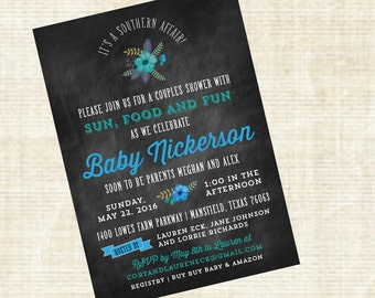 Southern Themed Baby Boy Shower Invitation