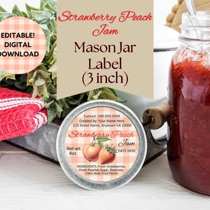 Editable Jelly Jar Label Template - Customizable Canning Labels - Virginia Cottage Food Law Compliant - Printable Mason Jar Stickers