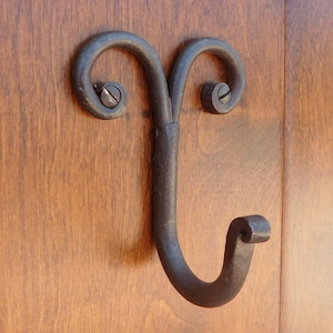 VAN2717 French Antique Iron hook. 2&quot; wide, 3.5&quot; high, 2&quot; projection