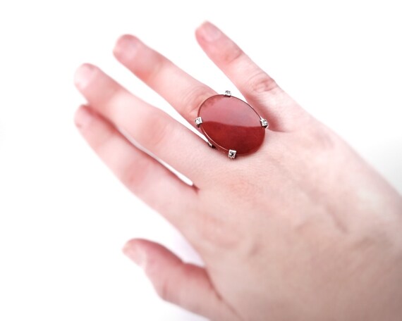 1920s Carnelian & Sterling Antique Ring - image 7