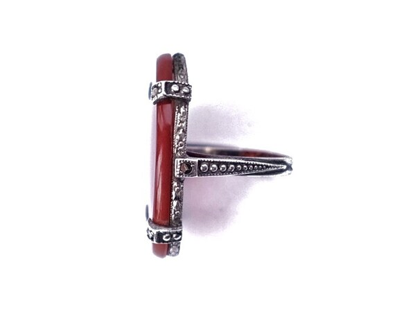 1920s Carnelian & Sterling Antique Ring - image 6