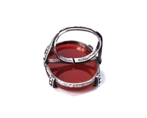 1920s Carnelian & Sterling Antique Ring - image 9