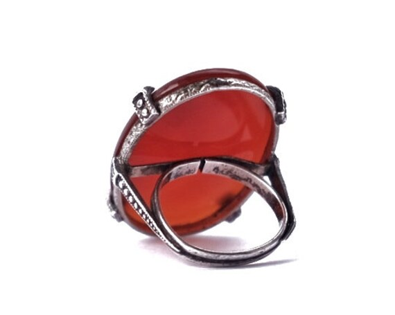 1920s Carnelian & Sterling Antique Ring - image 2