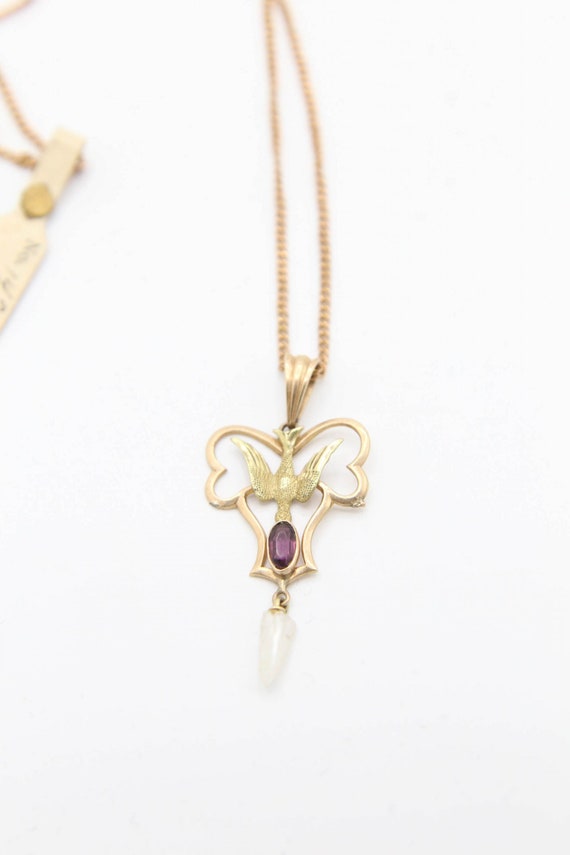 1900’s Golden Swallow Lavalier