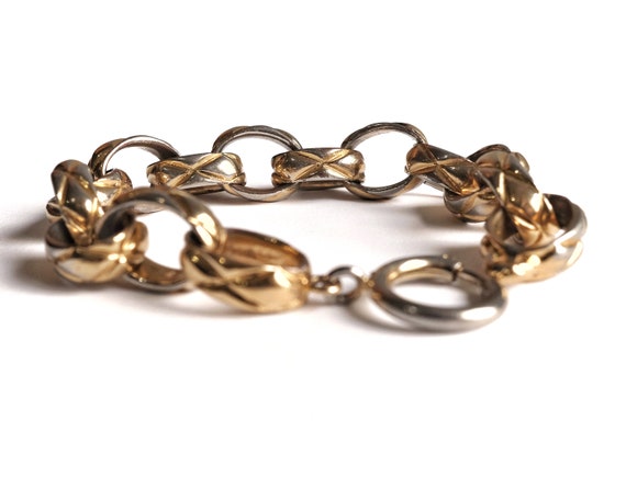 1980s Chunky Chain Link Vintage Bracelet in Gold … - image 2