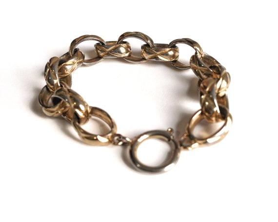 1980s Chunky Chain Link Vintage Bracelet in Gold … - image 4