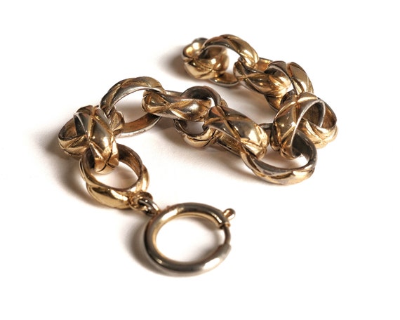 1980s Chunky Chain Link Vintage Bracelet in Gold … - image 1