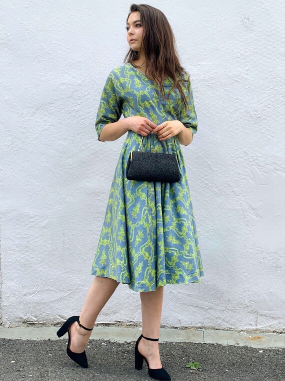 Rare 1950’s Elinor Gay Novelty Print Dress