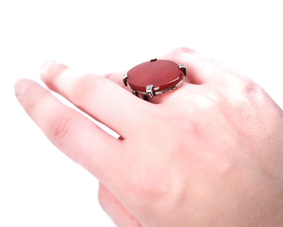 1920s Carnelian & Sterling Antique Ring - image 4